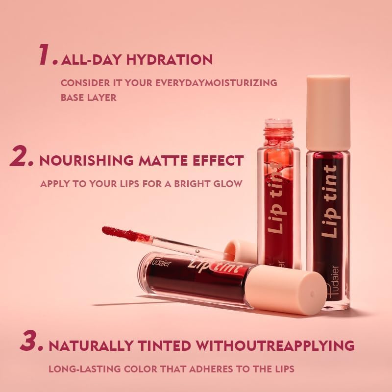 SKY-TOUCH Water Lip Tint Stain Long-Lasting Lip Tint for All-Day Wear Moisturizing Weightless and Non-sticky (#01) - 5