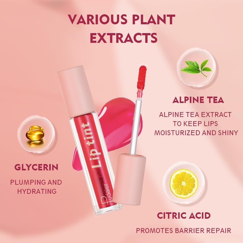 SKY-TOUCH Water Lip Tint Stain Long-Lasting Lip Tint for All-Day Wear Moisturizing Weightless and Non-sticky (#01) - 6