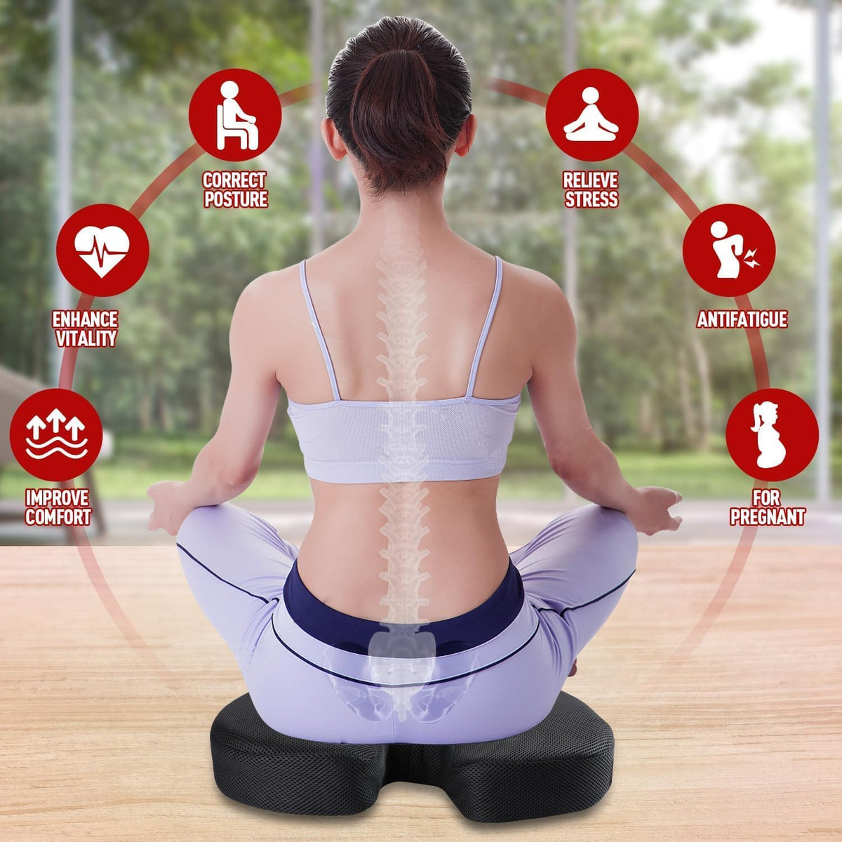 SKY-TOUCH Seat Cushion and Lumbar Support Pillow for Office Desk Chair Back Support Cushion Office Chair Seat Cushion & Back Pillow for Sitting lumbar support Suitable for Home,Office,Wheelchair - 8