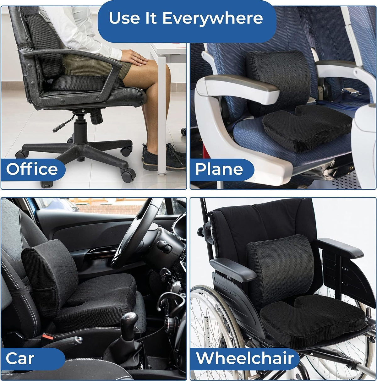 SKY-TOUCH Seat Cushion and Lumbar Support Pillow for Office Desk Chair Back Support Cushion Office Chair Seat Cushion & Back Pillow for Sitting lumbar support Suitable for Home,Office,Wheelchair - 9