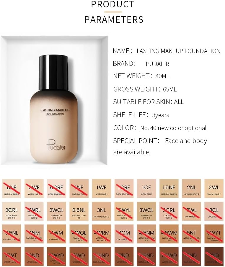 SKY-TOUCH Concealing 24-Hour Liquid Foundation For Face & Body Full Coverage - Invisible Pores, Covering Blemishes(1CF 40ml) - 6