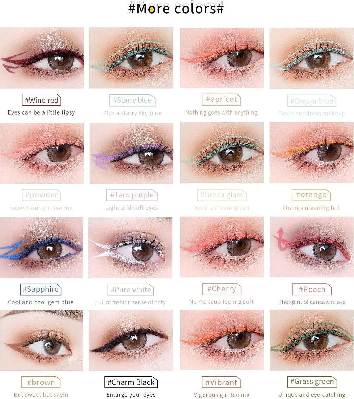 SKY-TOUCH Waterproof Eye Liner Natural Long Lasting Makeup Liners (#01 Powder) - 6