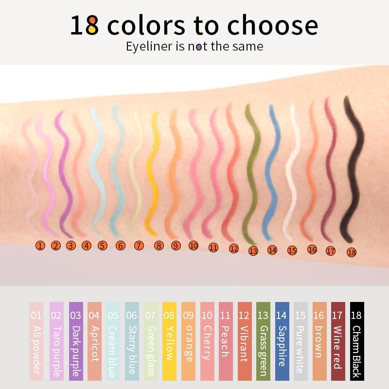 SKY-TOUCH Waterproof Eye Liner Natural Long Lasting Makeup Liners (#01 Powder) - 7