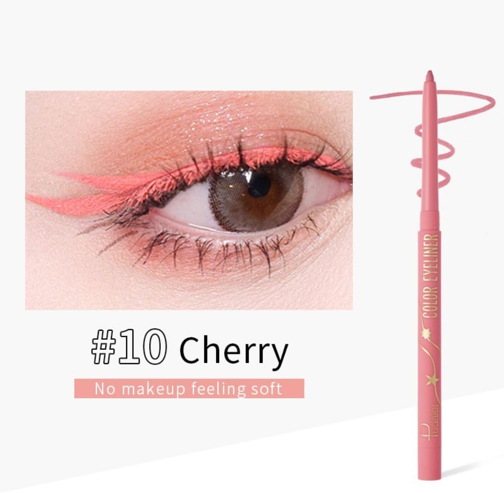 SKY-TOUCH Waterproof Eye Liner Natural Long Lasting Makeup Liners (#10 Cherry) - 2