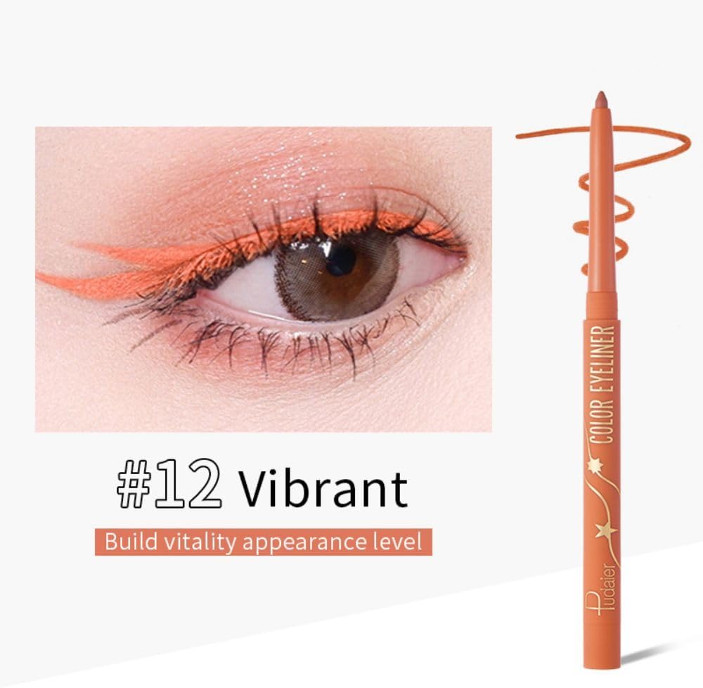 SKY-TOUCH Waterproof Eye Liner Natural Long Lasting Makeup Liners (#12 Vibrant) - 2