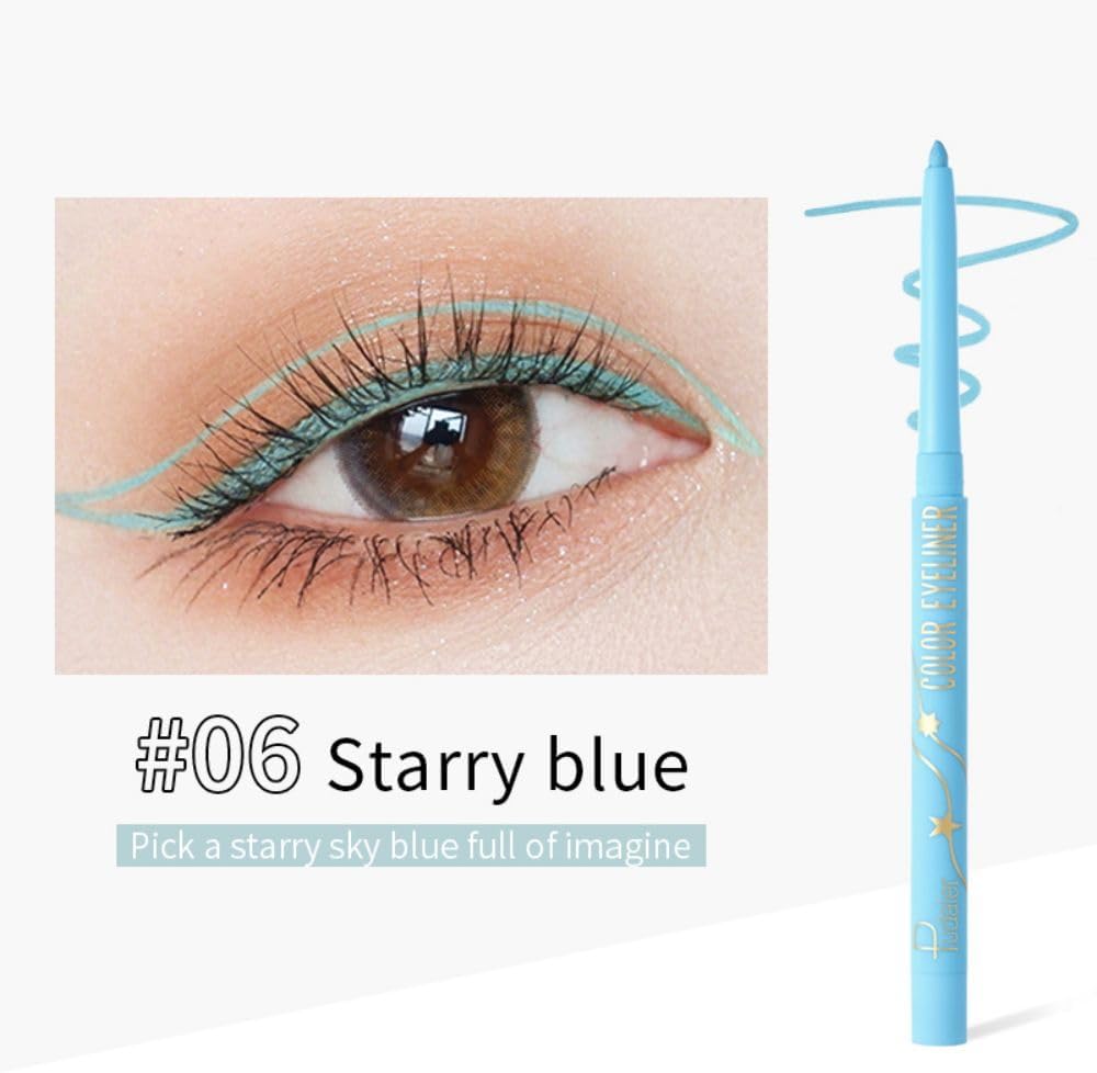 SKY-TOUCH Waterproof Eye Liner Natural Long Lasting Makeup Liners (#06 Starry Blue) - 2