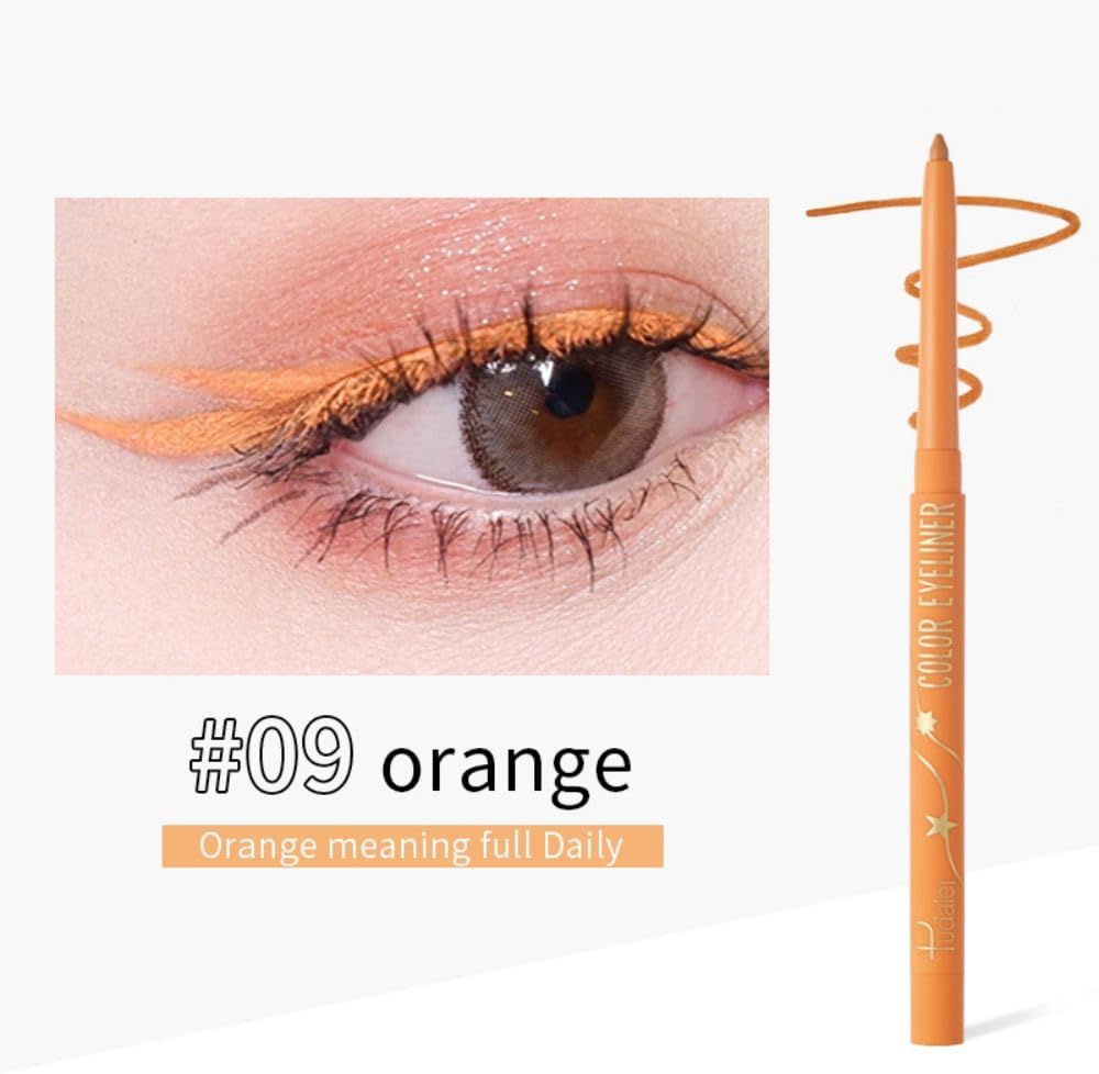 SKY-TOUCH Waterproof Eye Liner Natural Long Lasting Makeup Liners (#09 Orange) - 2