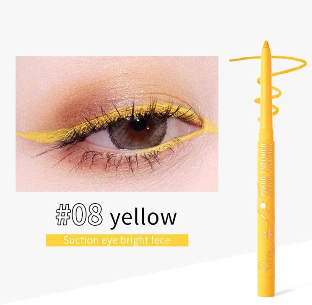 SKY-TOUCH Waterproof Eye Liner Natural Long Lasting Makeup Liners (#08 Yellow) - 2