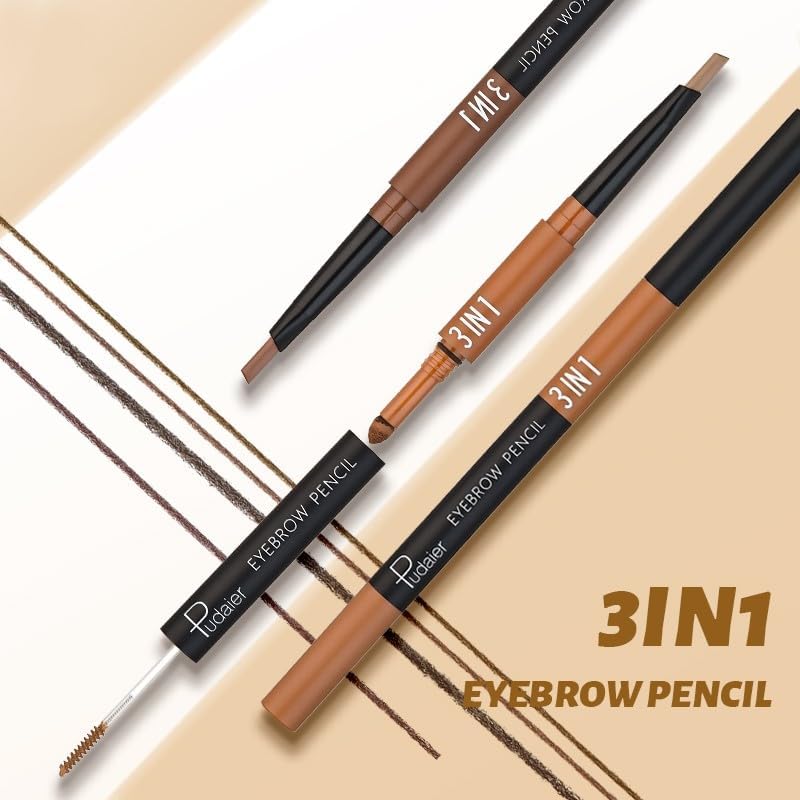 SKY-TOUCH 3 in 1 Eyebrow Pencil, Eyebrow Pencil Eyebrow Powder Eyebrow Cream Set WaterProof Last Longer (#01) - 3