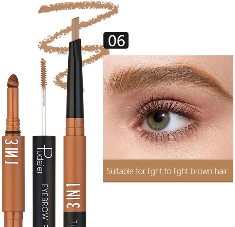 SKY-TOUCH 3 in 1 Eyebrow Pencil, Eyebrow Pencil Eyebrow Powder Eyebrow Cream Set WaterProof Last Longer (#06) - 2