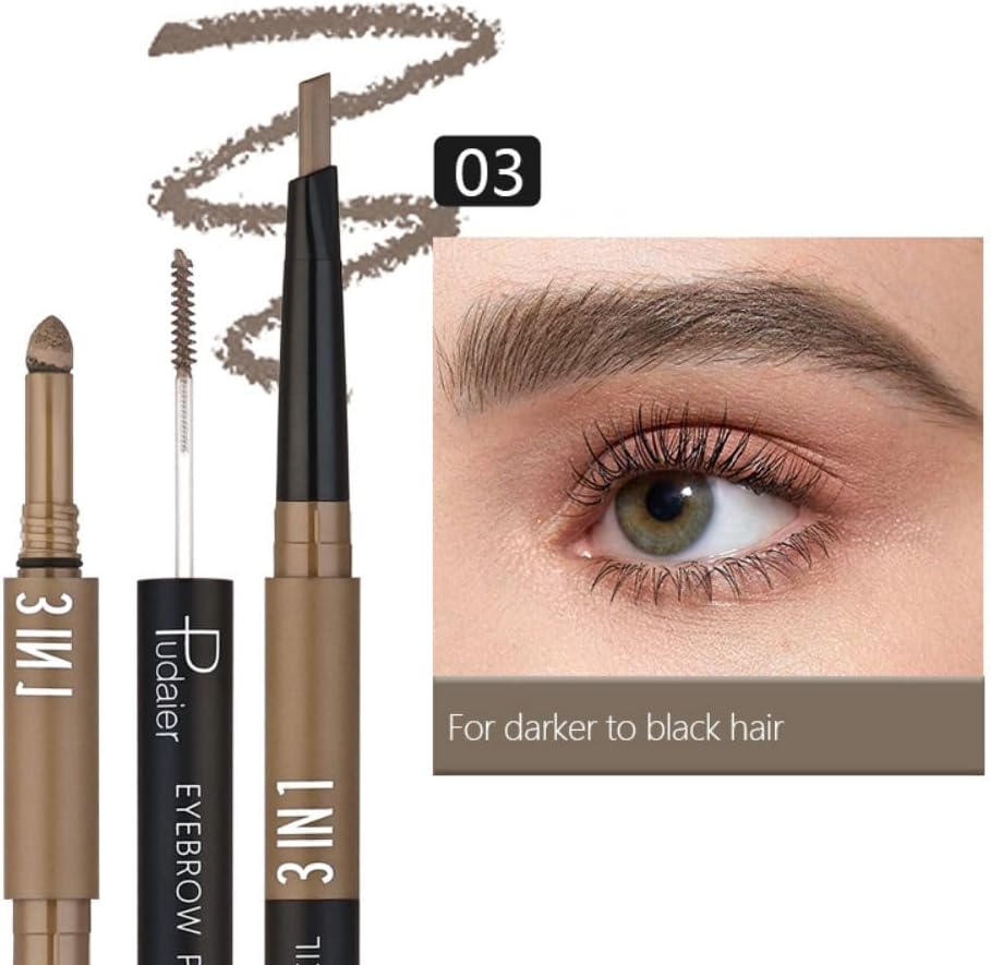SKY-TOUCH 3 in 1 Eyebrow Pencil, Eyebrow Pencil Eyebrow Powder Eyebrow Cream Set WaterProof Last Longer (#03) - 2