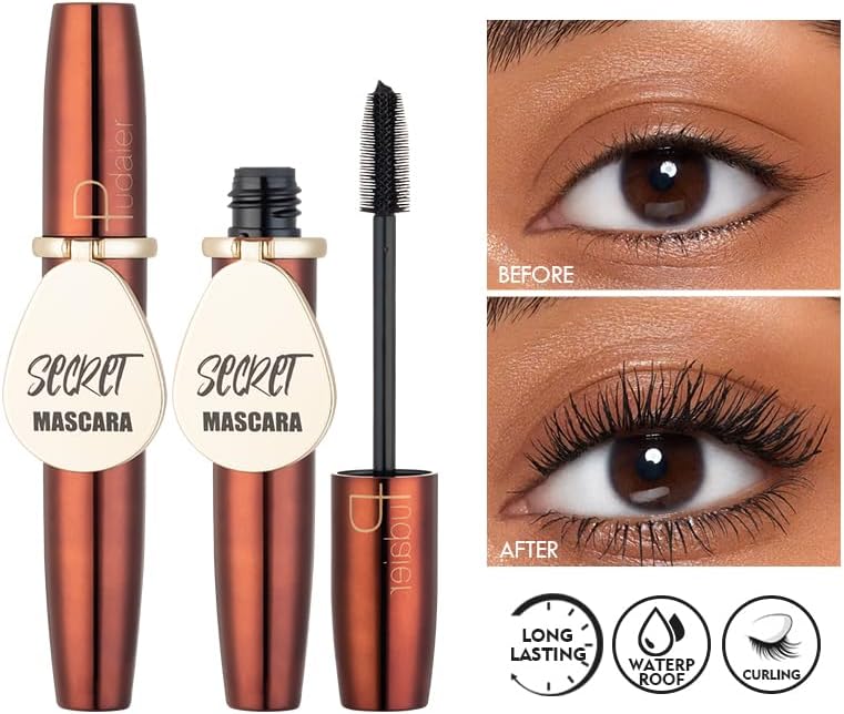 SKY-TOUCH Waterproof Mascara : Volumizing Lengthening Achieve Flawless Lashes with Mirror, Defining, Curling and Long Lasting (Black) - 2