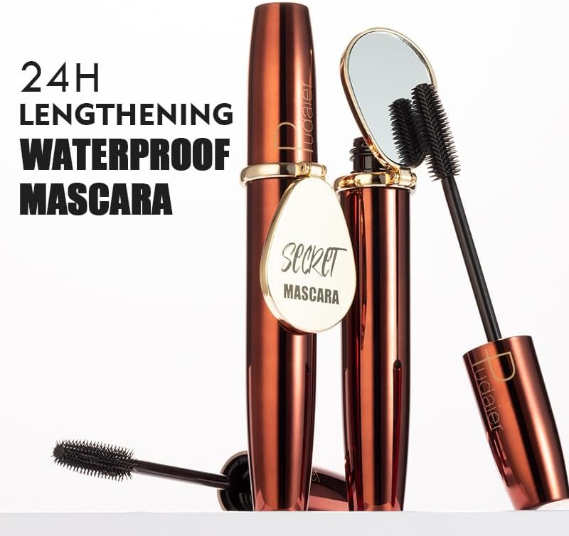 SKY-TOUCH Waterproof Mascara : Volumizing Lengthening Achieve Flawless Lashes with Mirror, Defining, Curling and Long Lasting (Black) - 4