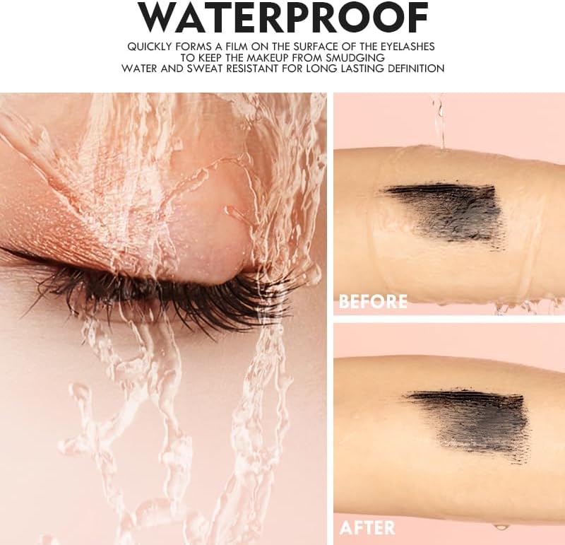 SKY-TOUCH Waterproof Mascara : Volumizing Lengthening Achieve Flawless Lashes with Mirror, Defining, Curling and Long Lasting (Black) - 5