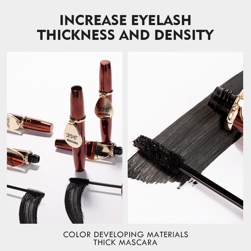 SKY-TOUCH Waterproof Mascara : Volumizing Lengthening Achieve Flawless Lashes with Mirror, Defining, Curling and Long Lasting (Black) - 6