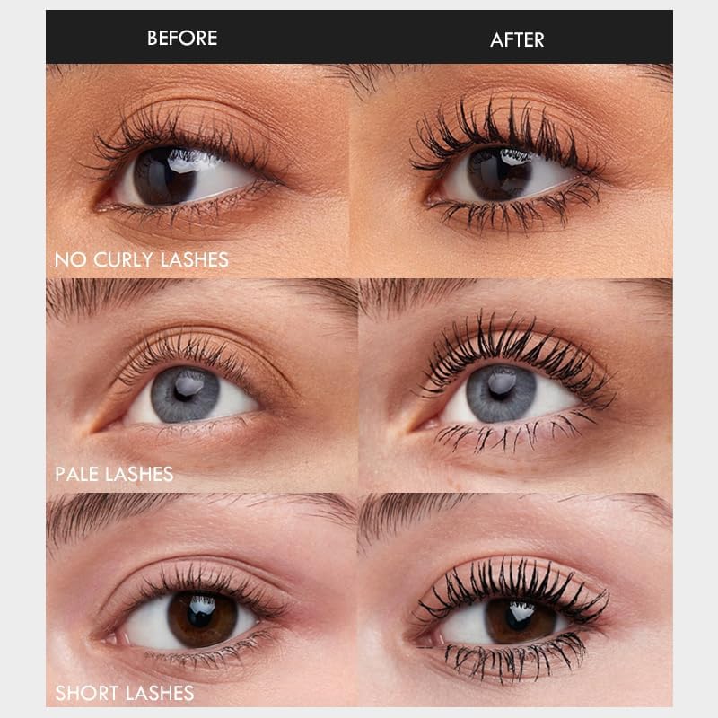 SKY-TOUCH Waterproof Mascara : Volumizing Lengthening Achieve Flawless Lashes with Mirror, Defining, Curling and Long Lasting (Black) - 7