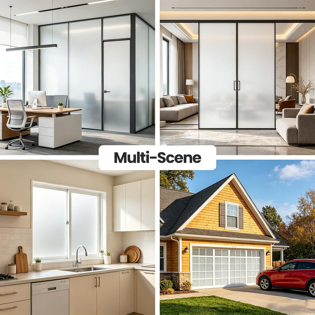 SKY-TOUCH Frosted Window Film : Removable Static Cling One Way Privacy Window Film Sun Blocking Heat Control Anti UV Peep-Proof for Home Office Bathroom Glass Door Window (90 * 260 cm Pure) - 6