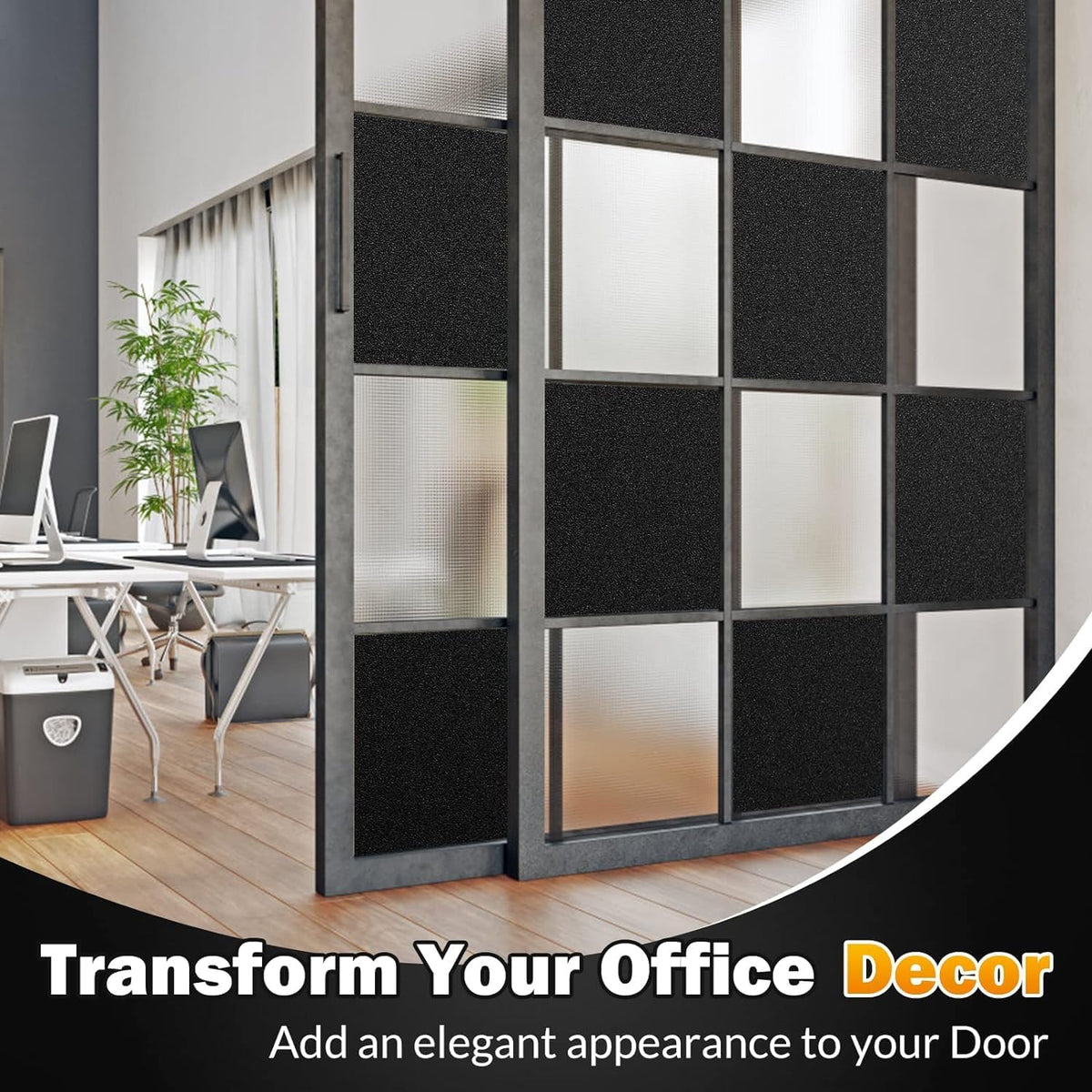SKY-TOUCH Frosted Window Film : Removable Static Cling One Way Privacy Window Film Sun Blocking Heat Control Anti UV Peep-Proof for Home Office Bathroom Glass Door Window (90 * 260 cm Black) - 6