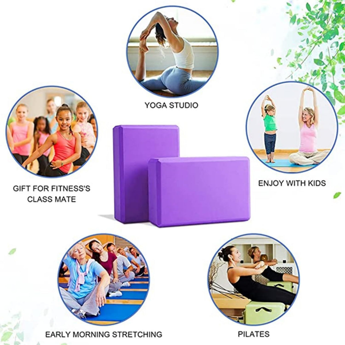 SKY-TOUCH 2 Pack Yoga Block Brick, Non Slip Yoga Block Brick Foam Home Exercise Fitness Gym High Density EVA Foam Blocks for Improve Stretching Yoga/Pilates/Fitness 9"x6"x3" - 5
