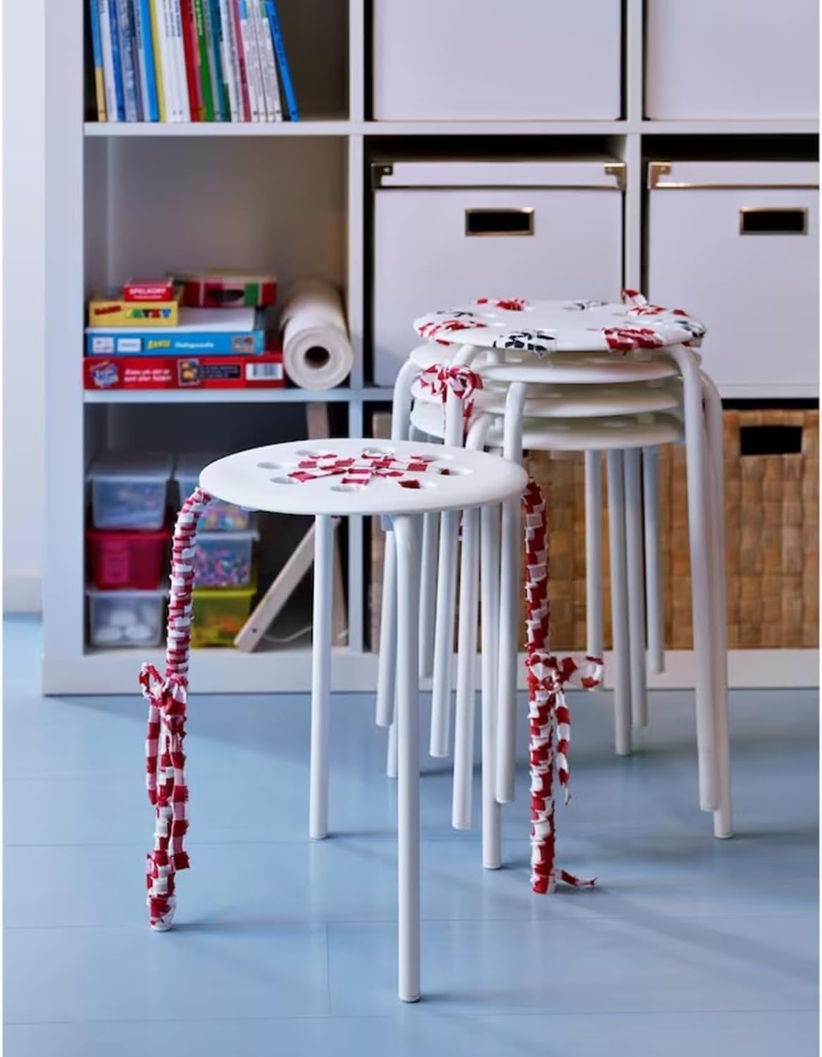 SKY-TOUCH Stackable Marius Stool Chairs, Durable Plastic & Steel, Lightweight, Space-Saving, Anti-Slip Legs, Holds Up to 80kg, Ideal for Indoor/Outdoor Use–Home,Office,Bar,School,Lab - 9