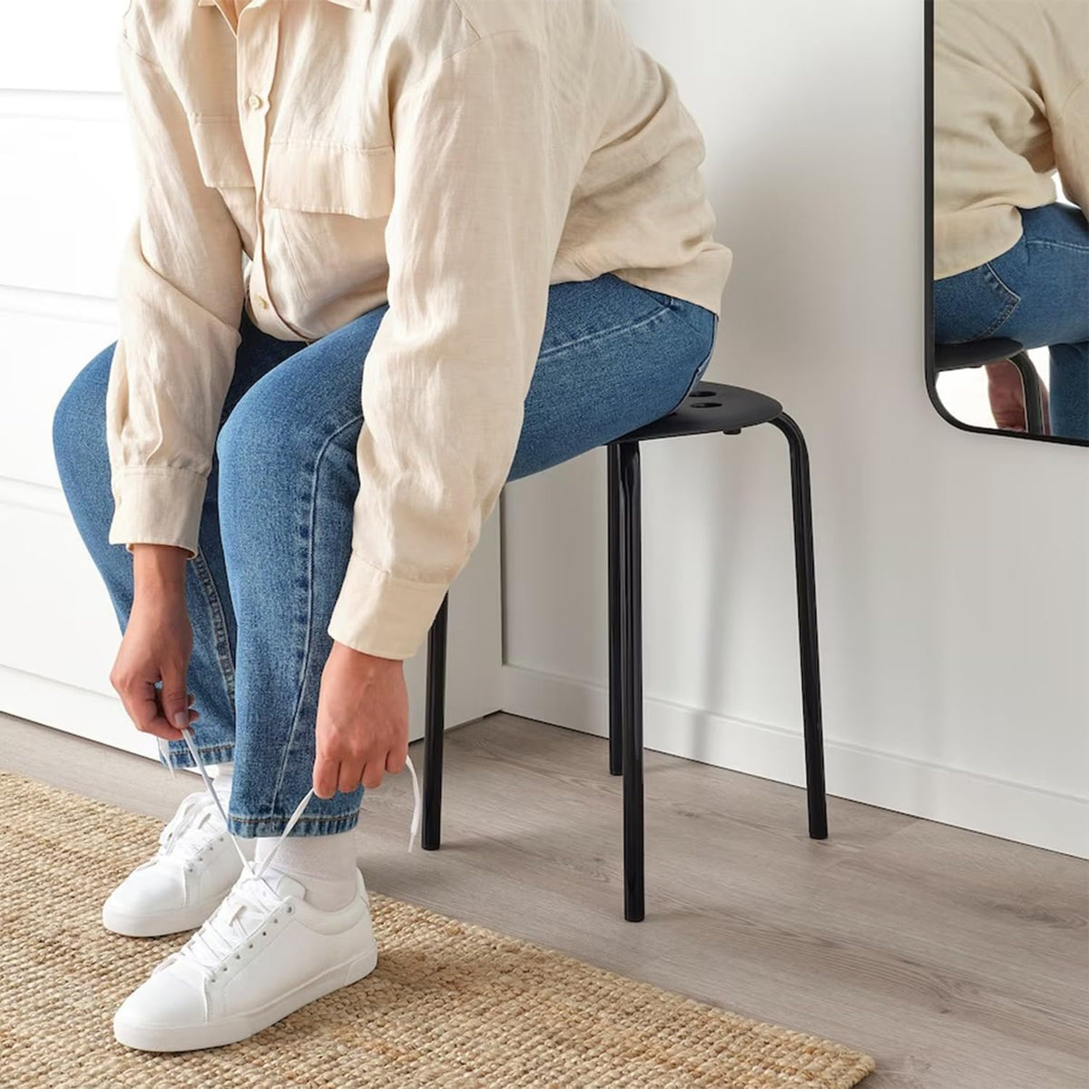 SKY-TOUCH Stackable Marius Stool Chairs, Durable Plastic & Steel, Lightweight, Space-Saving, Anti-Slip Legs, Holds Up to 80kg, Ideal for Indoor/Outdoor Use–Home,Office,Bar,School,Lab - 9