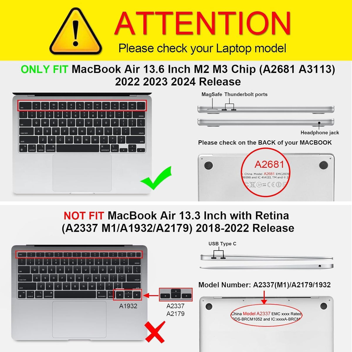 SKY-TOUCH MacBook Case Shell,Crystal Clear Case Compatible for 2025 New MacBook Air M4 13 “,M4 A3240,M3 A3113,M2 A2681,Snap On Hard Shell Cover for MacBook Air 13 ” - 7