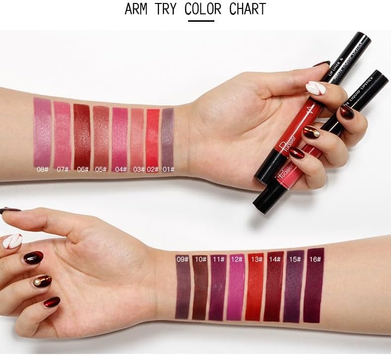 SKY-TOUCH Double-Headed Lip Liner Long Lasting Waterproof Lip Gloss Liquid Matte LipGlaze Non-Stick Cup(#01) - 6