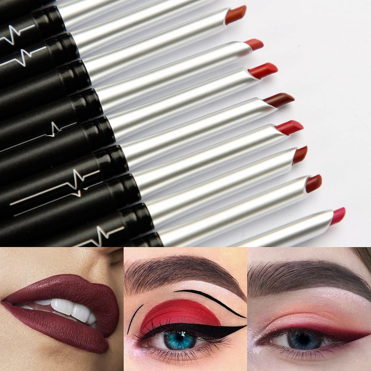 SKY-TOUCH 17 Color Multi-Functional Lip and Eye Makeup Pen: Waterproof Long Lasting Lip Liner, Eye Shadow, Lipstick and Eyeliner (#01) - 3
