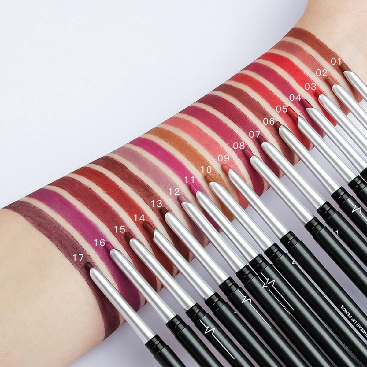 SKY-TOUCH 17 Color Multi-Functional Lip and Eye Makeup Pen: Waterproof Long Lasting Lip Liner, Eye Shadow, Lipstick and Eyeliner (#01) - 6