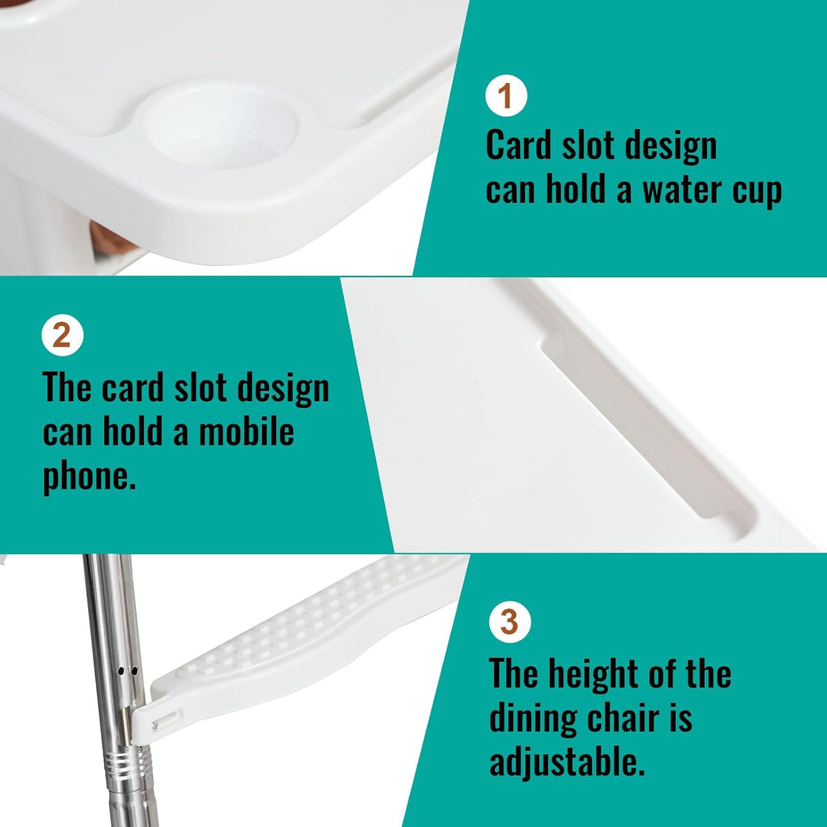 SKY-TOUCH 2 in 1 Baby High Chair with Removable Tray, Baby Dining Chair Adjustable Height, Baby Feeding Chair 3 Point Safety Belt, Baby Highchairs for Ages 6 Months to 3 Years - 6