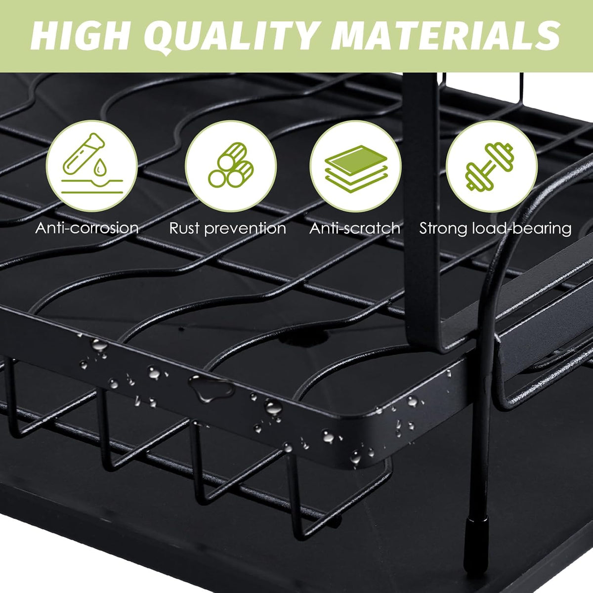 SKY-TOUCH 2 Tier Dish Drying Rack, Dish Drying Stand & Drainer, Saving Space with Swivel Drainage Spout, Utensil Holder, Cup Holder, Cutting-Board Holder and Plate Holder Stand for Kitchen Counter - 6