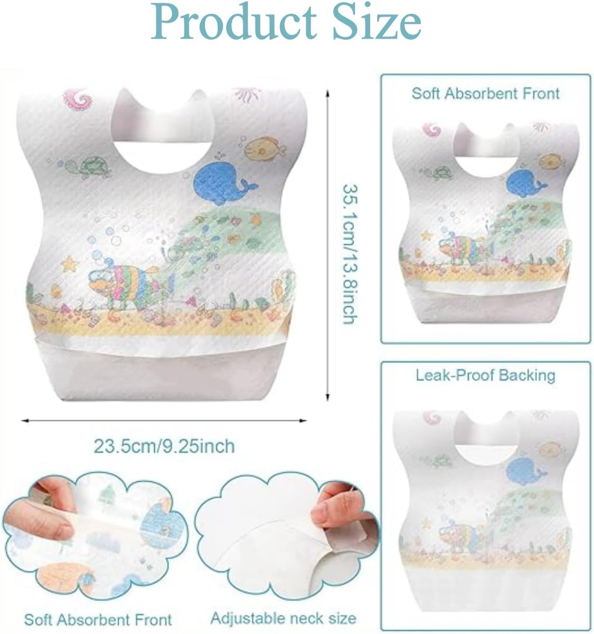 SKY-TOUCH Disposable Baby Bibs 50pcs, Portable Waterproof Bib with Crumb Catcher for Girls and Boys, Individually Packaged Suitable for traveling and outing, Baby Bibs Travel Essential - 4