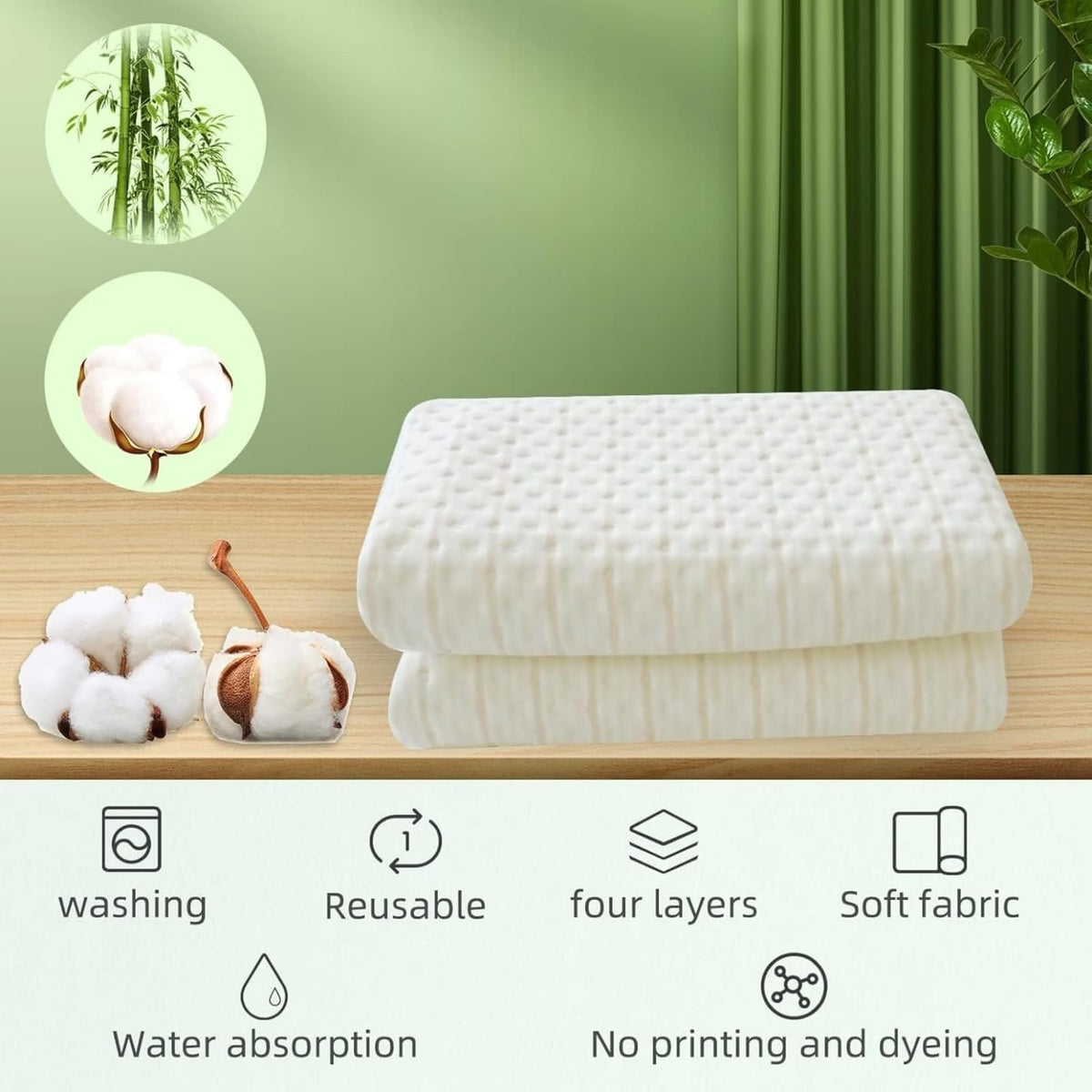 SKY-TOUCH Waterproof Bed Pad Reusable 70x90cm, 4-Layer Soft Baby Pee Pads with 100% Cotton Surface, Washable Mattress Protector Pads for Baby, Women, Elderly, Pets, Bed, Sofa(1pack) - 4