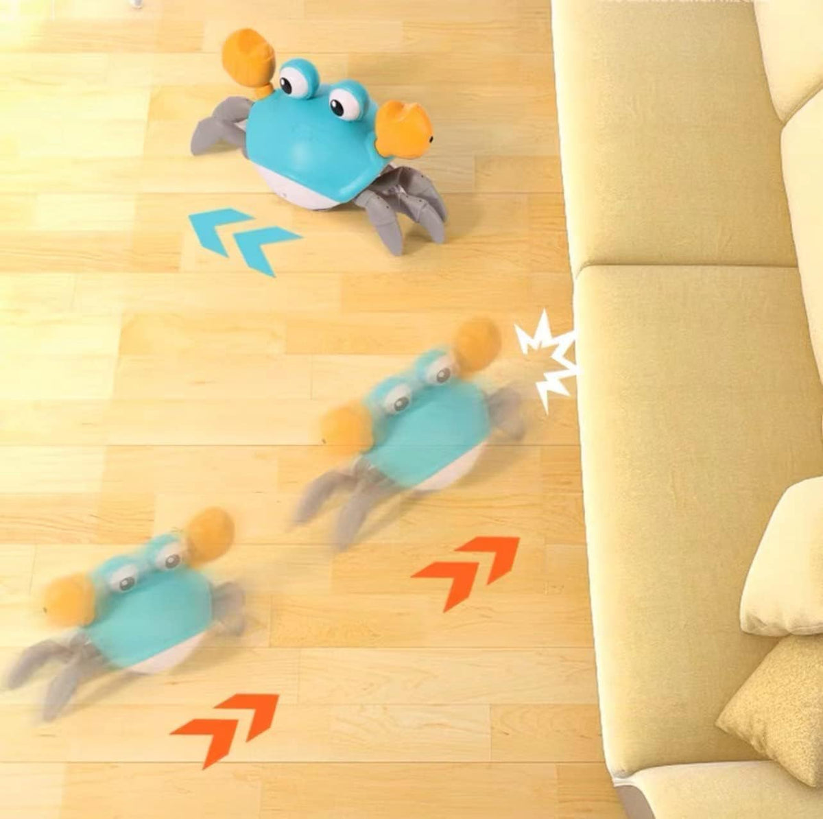 SKY-TOUCH Electric Runaway Crab Crawling Crab BabY Toy with Music and LED Light Up Toddler Interactive Learning Development Toy with Automatically Avoid Obstacles For Babies, Toddlers and Kids - 3
