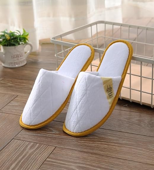SKY-TOUCH Spa Slippers for Men and Women,Non Slip Disposable Slippers For Guest,Travel Guests Hotel Home,Unisex Fits 36-44 white - 5