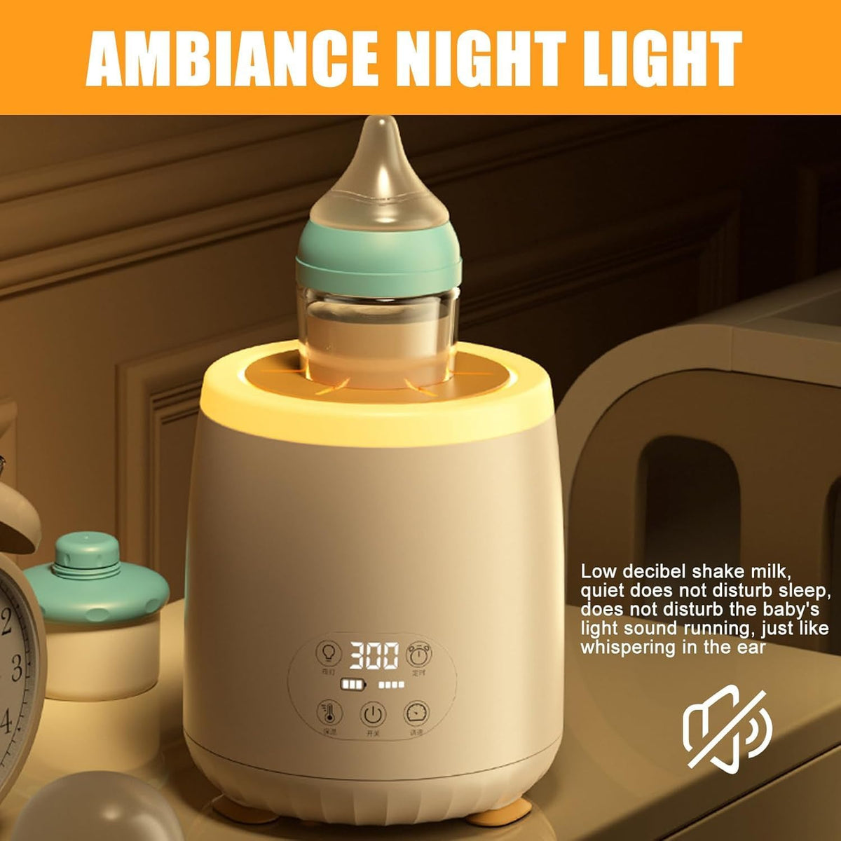 SKY-TOUCH Baby Bottle Warmer,4-Speed Milk Warmer,Portable Automatic Warmer Feeding Baby Bottle,Fast Heating Baby Food Heater for All Bottles,LED Light + Thermal Insulation,Beige,12 * 12 * 14.5cm - 6