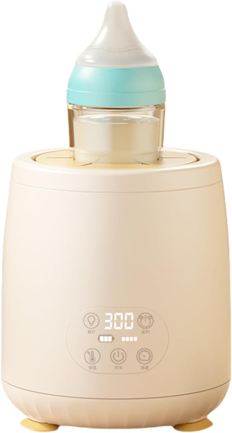 SKY-TOUCH Baby Bottle Warmer,4-Speed Milk Warmer,Portable Automatic Warmer Feeding Baby Bottle,Fast Heating Baby Food Heater for All Bottles,LED Light + Thermal Insulation,Beige,12 * 12 * 14.5cm - 8