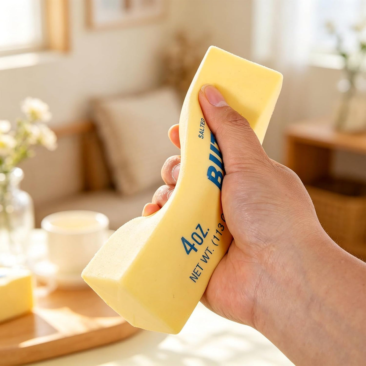 Lyreh Butter Squeeze Toy, Butter Stick Toys Slow Growth Relax PU Material for Office School Anxiety Relief and Decompression (Light Yellow) - 6