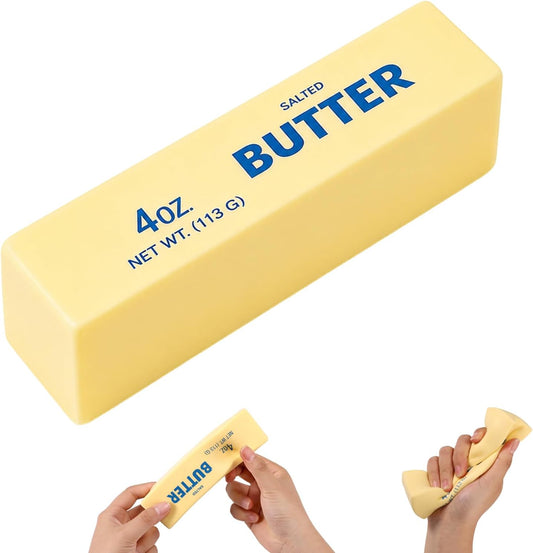Lyreh Butter Squeeze Toy, Butter Stick Toys Slow Growth Relax PU Material for Office School Anxiety Relief and Decompression (Light Yellow)