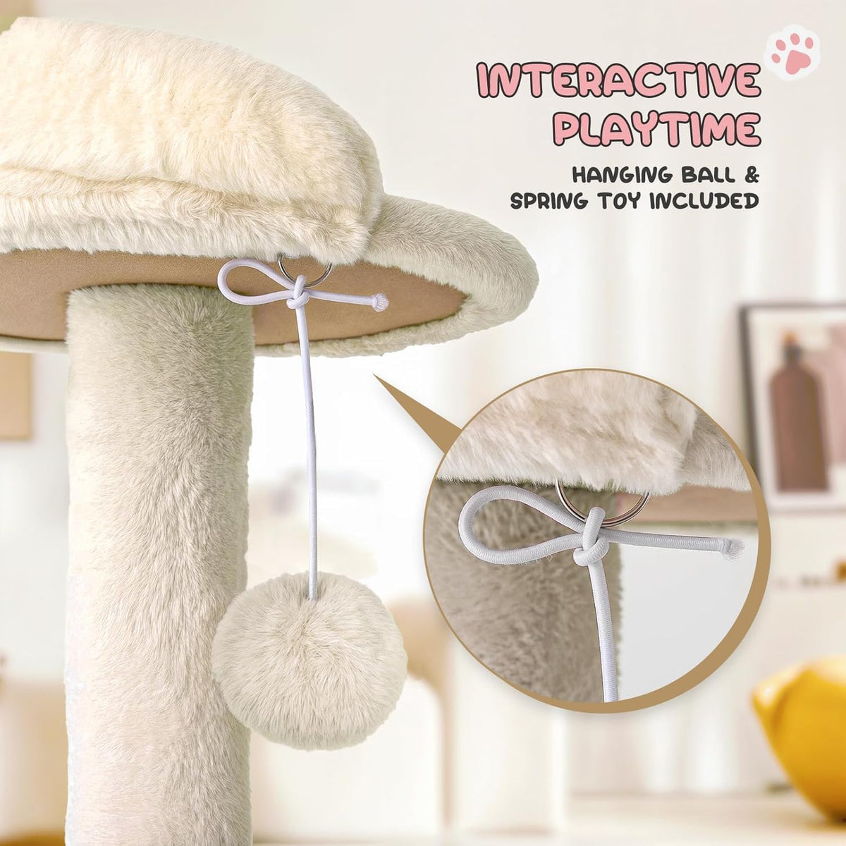 SKY-TOUCH Cat Tree, 130cm Tall Cat Tree Tower, with Scratching Posts, Multi-Level Furniture Activity Center with 2 Cat Condos and Ladder for Kittens, 50x50x130cm, Beige - Install User Manual - 6