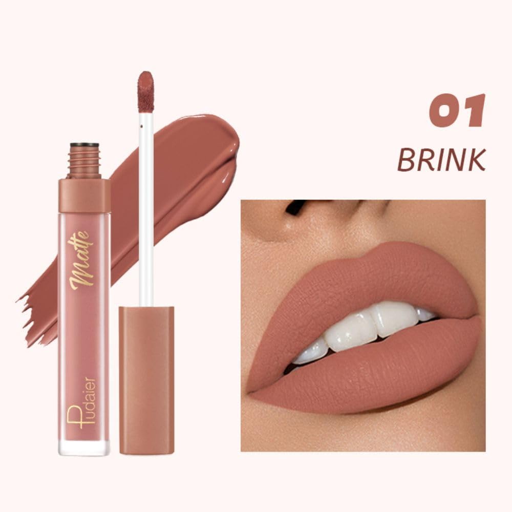 SKY-TOUCH Matte Velvet Liquid Lipstick – Waterproof, Long-Lasting & Highly Pigmented Non-Stick Lip Gloss(01) - 2