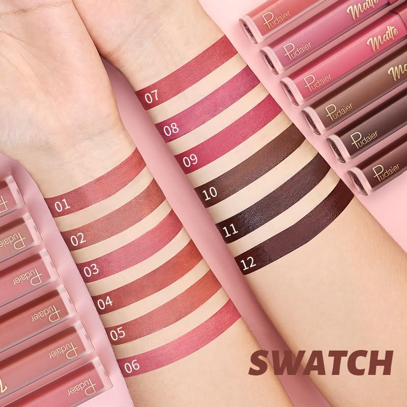 SKY-TOUCH Matte Velvet Liquid Lipstick – Waterproof, Long-Lasting & Highly Pigmented Non-Stick Lip Gloss(01) - 5