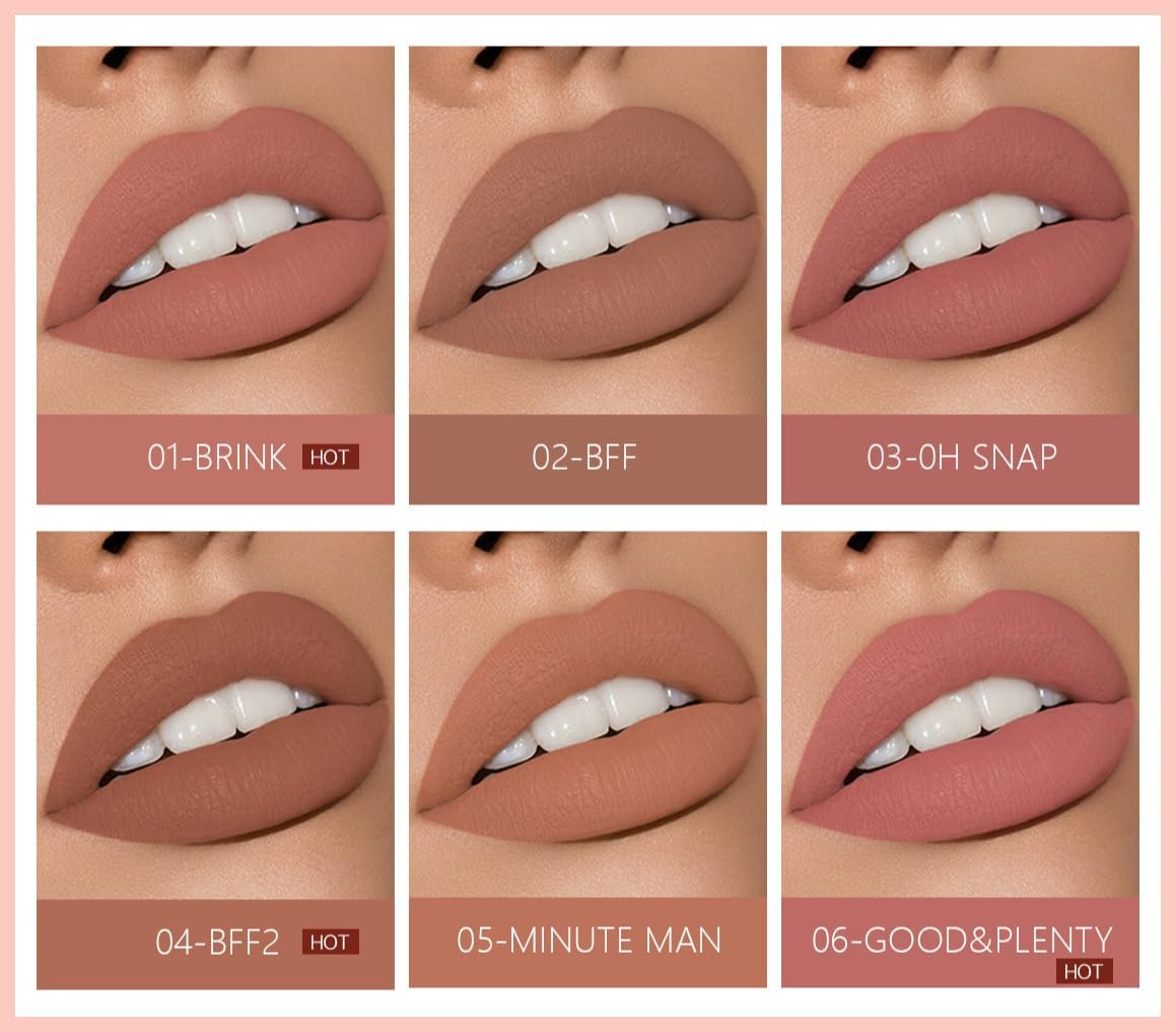 SKY-TOUCH Matte Velvet Liquid Lipstick – Waterproof, Long-Lasting & Highly Pigmented Non-Stick Lip Gloss(01) - 6