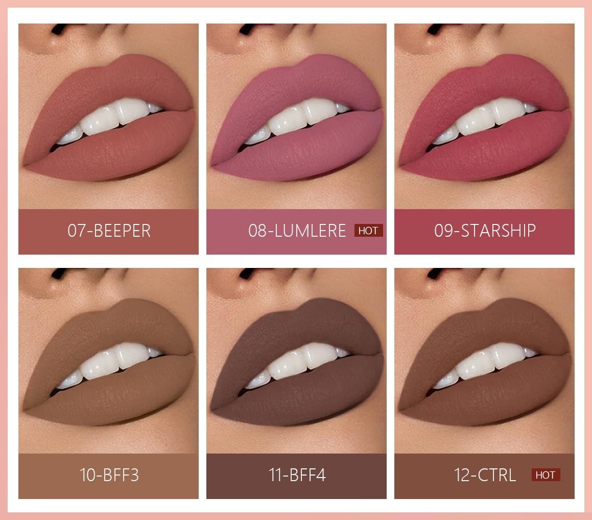 SKY-TOUCH Matte Velvet Liquid Lipstick – Waterproof, Long-Lasting & Highly Pigmented Non-Stick Lip Gloss(01) - 7