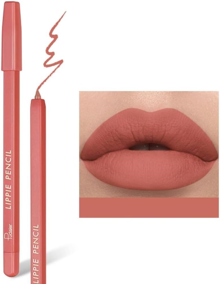SKY-TOUCH Matte Lip Liner Pencil – Smooth & Silky Texture, Waterproof & Long-Lasting – Mixed Shades for Fuller Lip Shape – Soft, High-Pigment Lip Contour Pencil with Built-in Sharpener(01) - 2