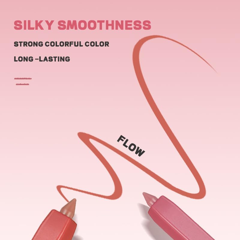 SKY-TOUCH Matte Lip Liner Pencil – Smooth & Silky Texture, Waterproof & Long-Lasting – Mixed Shades for Fuller Lip Shape – Soft, High-Pigment Lip Contour Pencil with Built-in Sharpener(01) - 4
