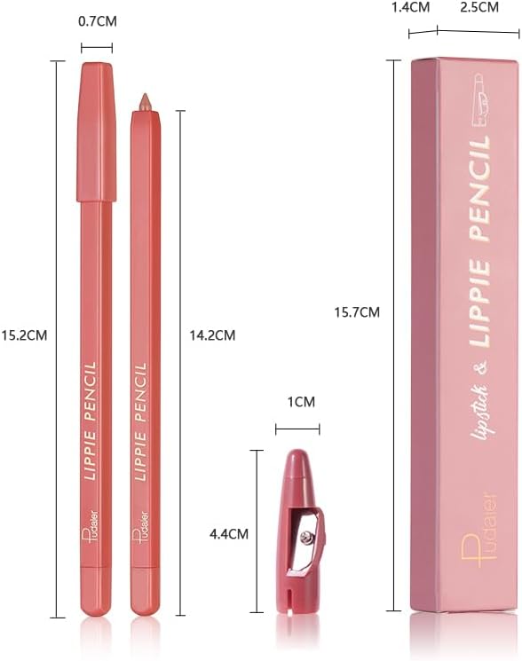 SKY-TOUCH Matte Lip Liner Pencil – Smooth & Silky Texture, Waterproof & Long-Lasting – Mixed Shades for Fuller Lip Shape – Soft, High-Pigment Lip Contour Pencil with Built-in Sharpener(01) - 8