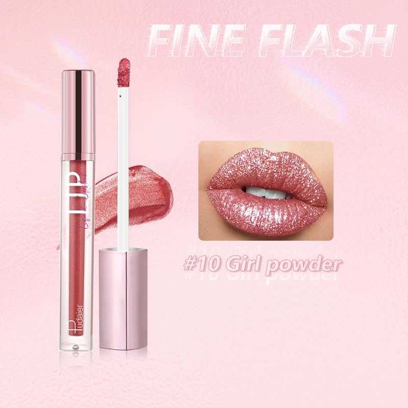 SKY-TOUCH Glitter Matte Lip Glaze – Creamy Velvet Liquid Lipstick with Shimmer Soft Mist Finish – Waterproof, Non-Stick Cup, Transfer-Resistant & Long-Lasting Lip Gloss, Choose from 12 Color (10) - 2
