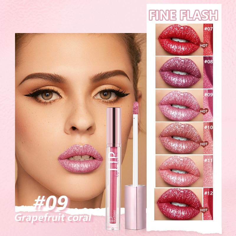 SKY-TOUCH Glitter Matte Lip Glaze – Creamy Velvet Liquid Lipstick with Shimmer Soft Mist Finish – Waterproof, Non-Stick Cup, Transfer-Resistant & Long-Lasting Lip Gloss, Choose from 12 Color (01) - 5