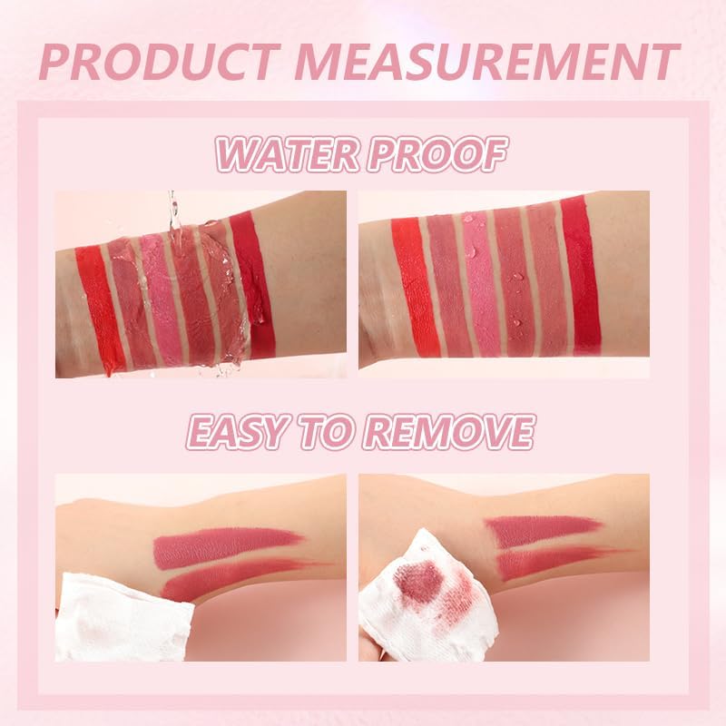 SKY-TOUCH Glitter Matte Lip Glaze – Creamy Velvet Liquid Lipstick with Shimmer Soft Mist Finish – Waterproof, Non-Stick Cup, Transfer-Resistant & Long-Lasting Lip Gloss, Choose from 12 Color (01) - 6